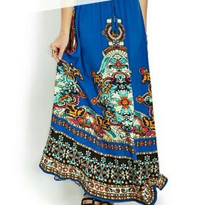 Tribal Print Flowy Maxi Skirt